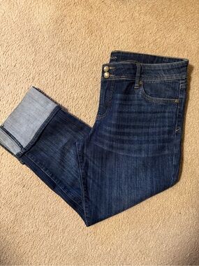 Kut from the Kloth Dark Blue Cuffed Ankle Jeans Size 14
